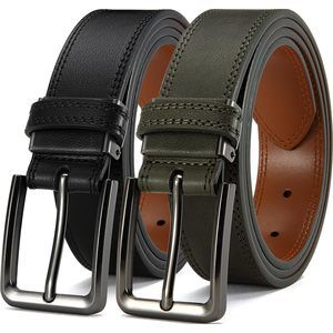 Men's Leather Belt - 1 3/8" Genuine Cowhide Dress Belt For Work, With😍